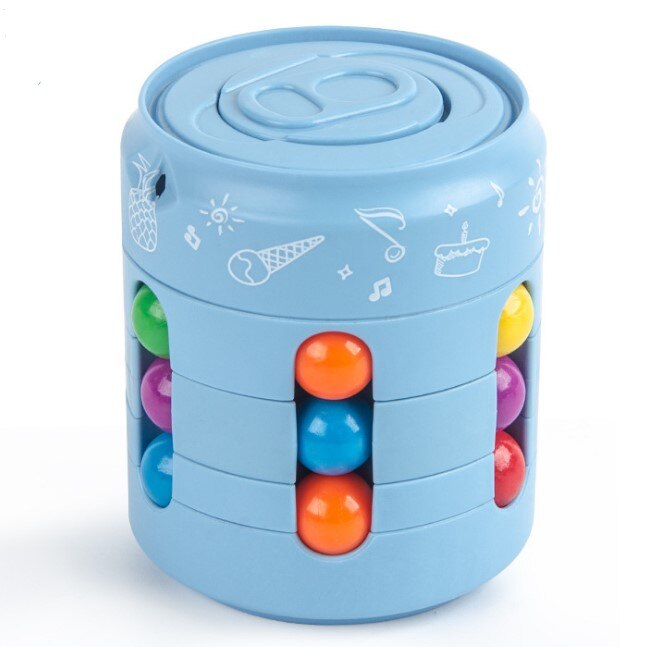 Can Cube Top Magic Colorful Beans Finger Spinning Relieves Stress Decompression Tool For Children And Adults: Blue