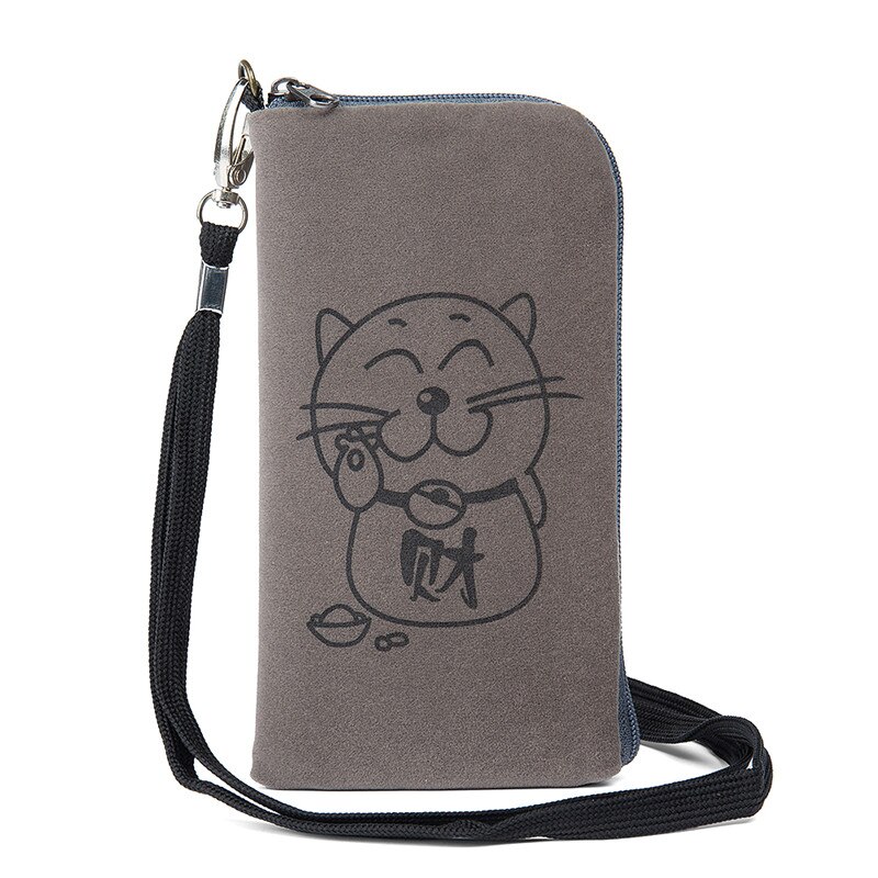 FSSOBOTLUN, For Xiaomi Redmi Note 10 Pro Phone Case 6.6“ Zipper flannel Pouch Bag Pocket Thicken Keep warm Protective Cover: Gray Cat