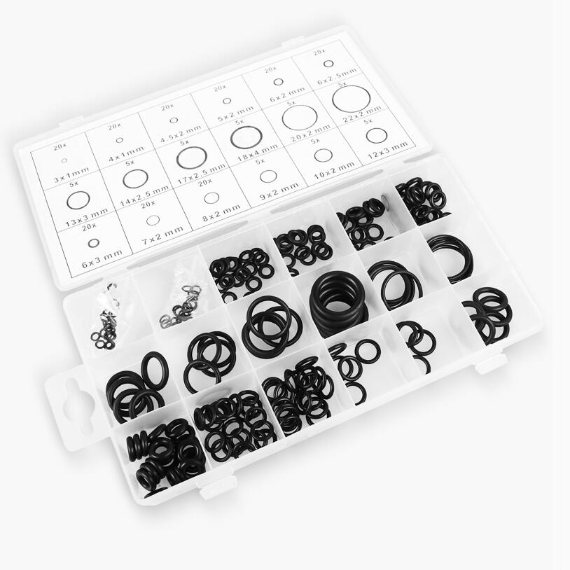 225 pcs Rubber O Ring O-Ring Washer Seals Watertightness Assortment Different Size With Plactic Box Kit Set