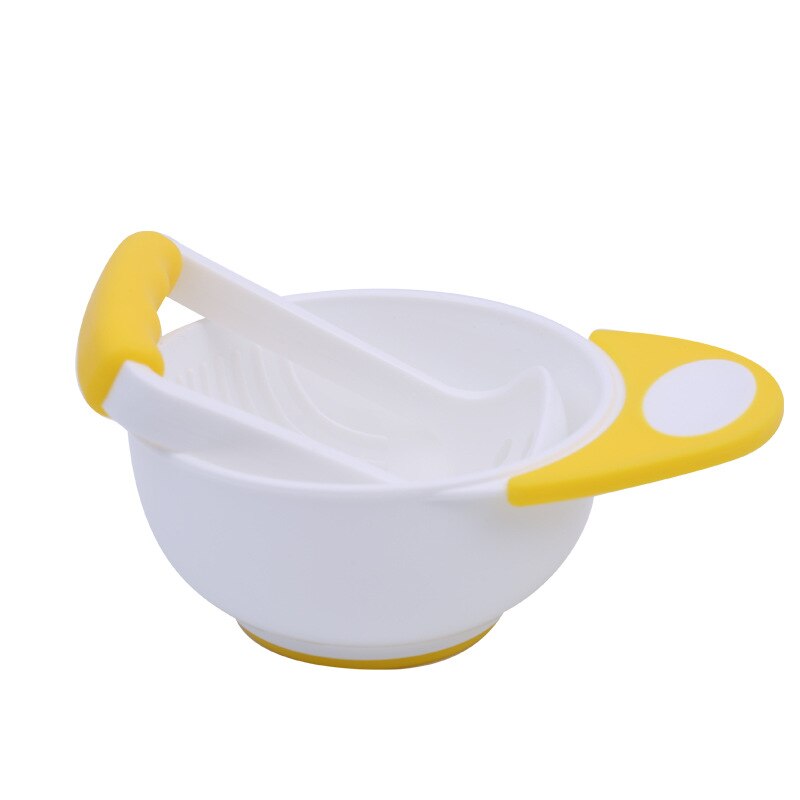 Babymadfabrikker og beholderskål sæt manuel slibning retter baby madlavning værktøj foderskål babyfrugt madbeholdere skåle: Gul hvid