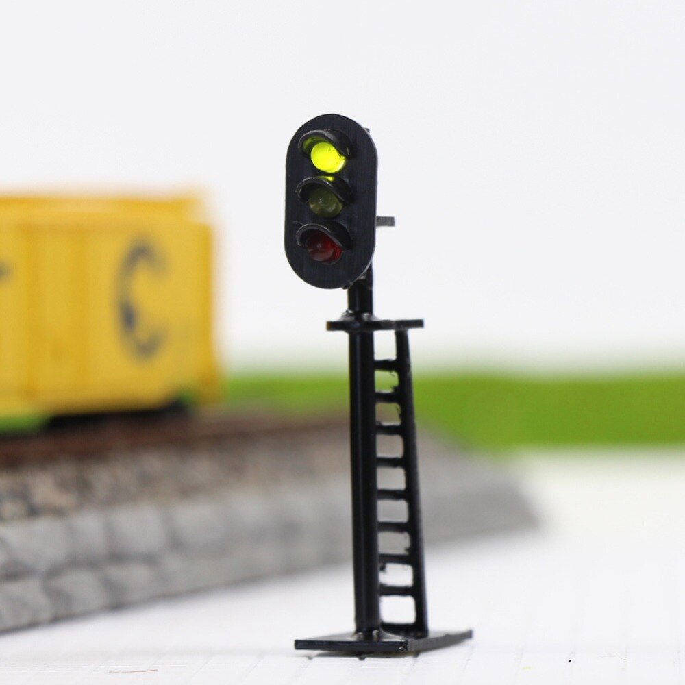5pcs Model Railway 1:87 Block Signals G/Y/R 3-Light HO Scale 5cm 12V Led JTD06 model singal light