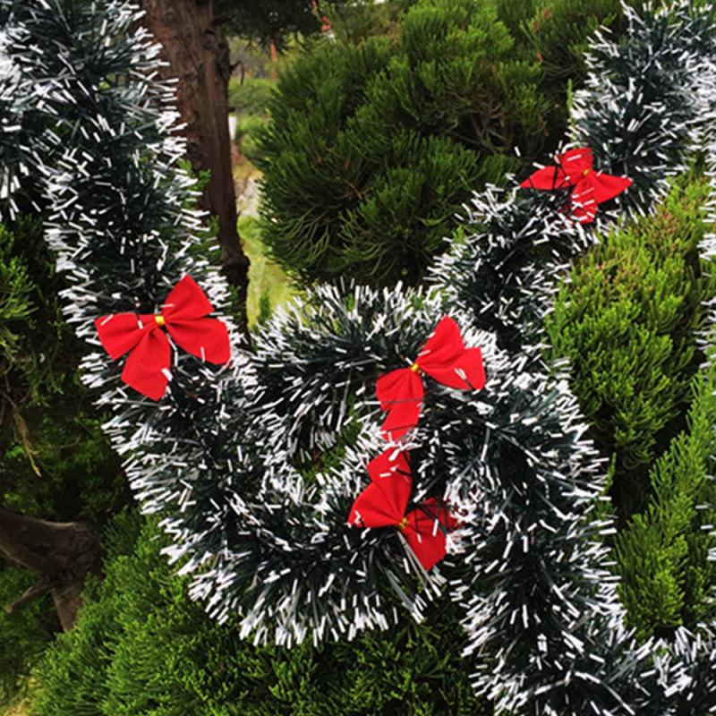 2M Christmas Tree Ornaments Tinsel Strips With Bowknot Christmas Garland Home Party Wall Door Decor Party Supplies