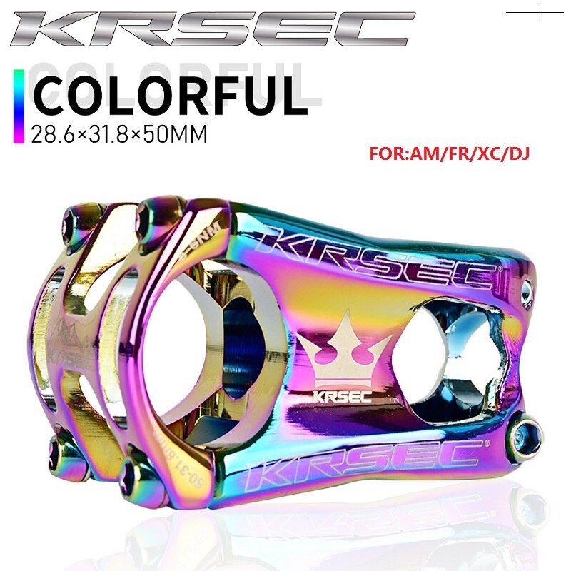 KRSEC bicycle stem mtb stem ultra-light CNC hollow aluminum alloy short stem DH/FR/XC/AM 31.8*28.5*50mm riser bicycle parts