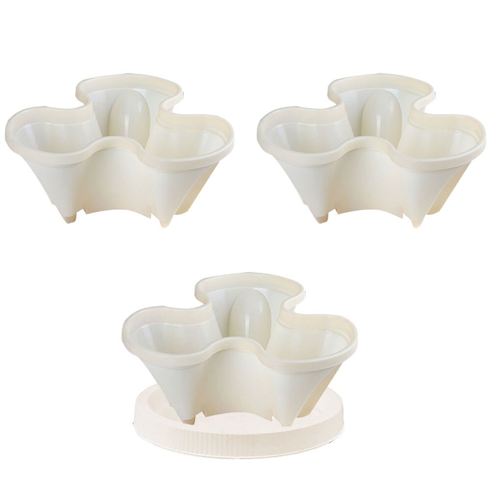 3PCS Stackable Flower Tower Multi-Layer Plant Pot Vertical Combination Planter Three Petal Plastic With Tray For Garden Balcony: White