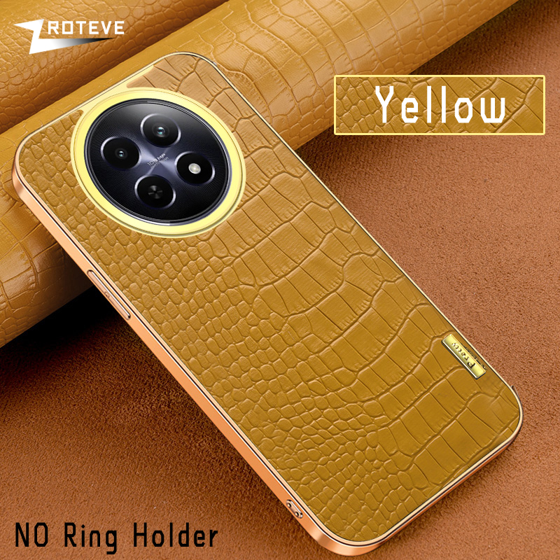 For Realme12 Pro+ Case Zroteve Plating Silicone Crocodile Leather Cover For OPPO Realme 12 Pro Plus 12x Realme12x 5G Phone Cases: Neoprene / Yellow