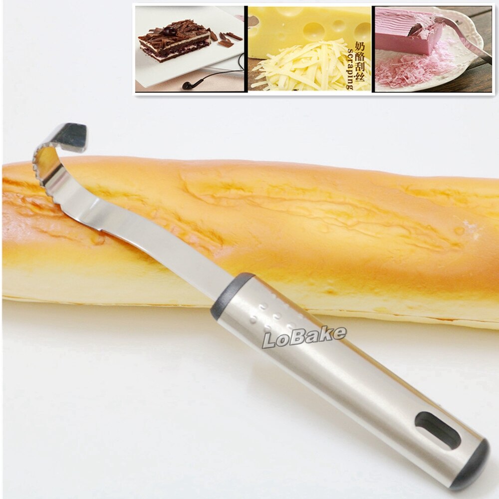 Rizador de mantequilla de acero inoxidable de , cuchillo curvo, raspador de pastel para mousse de chocolate, herramientas de cocina