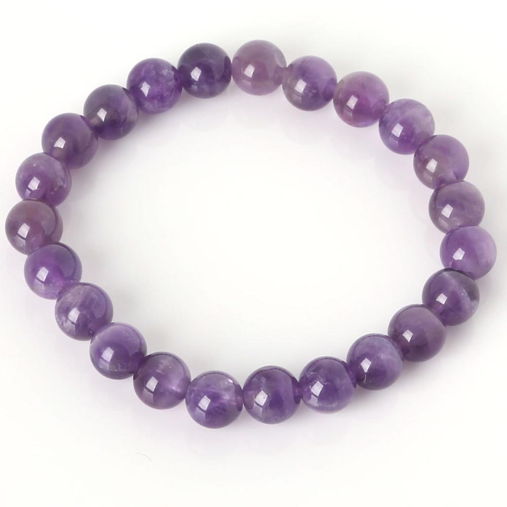 Nuevas pulseras elásticas de piedra Natural a la para hombres y mujeres, brazaletes de 8mm de amatistas con cuentas redondas de cuarzos, lapislázuli: Amethyst