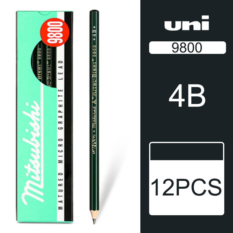 12/22 pinner uni mitsubishi blyant 9800 testkort tegneblyanter kunstskisseblyant: 4b