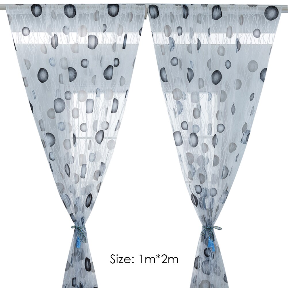 Bedroom Half Shading Window Screen Decor Curve Round Ball Printed Tulle Curtains Home Decoration Polyester Fabric Curtain: A