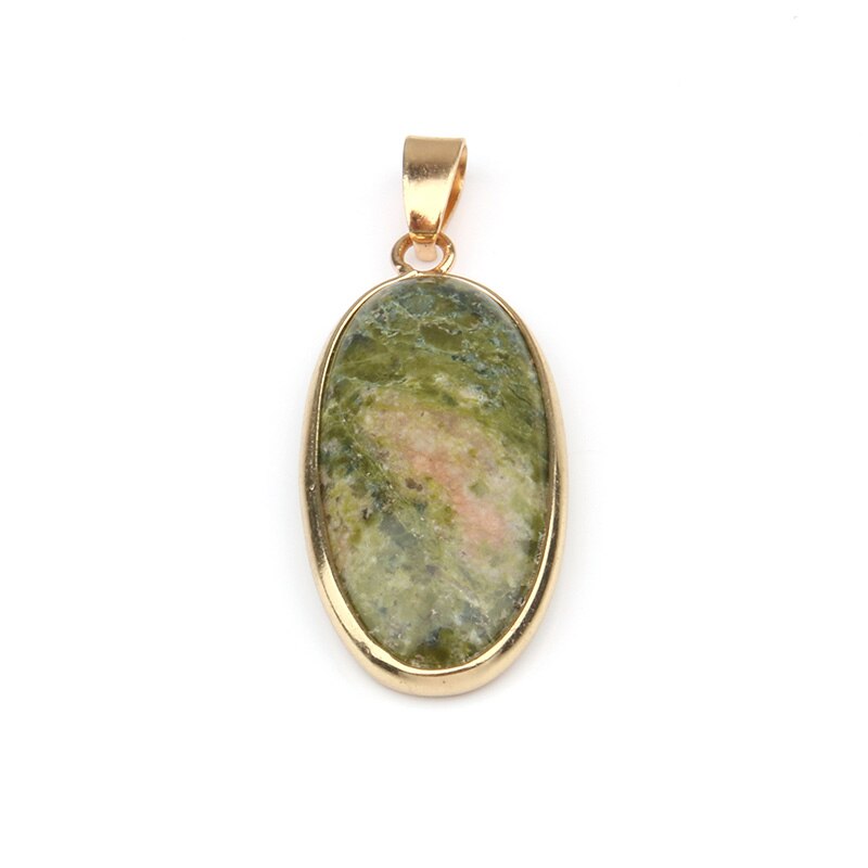 Ciondolo In Pietra naturale di Forma Ovale Pendenti Con Gemme E Perle Agat Lapis Lazuli Pendenti E Ciondoli per Collane Monili Che Fanno 4*1.6*0.6 millimetri: Unakite