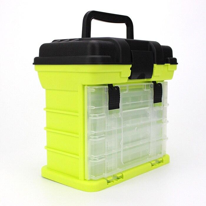 4 Layer PP+ABS Sea Fishing Tackle Box with Plastic Handle Storage Fishing Lures Tools Accessories for Outdoor Fishing: Yellow