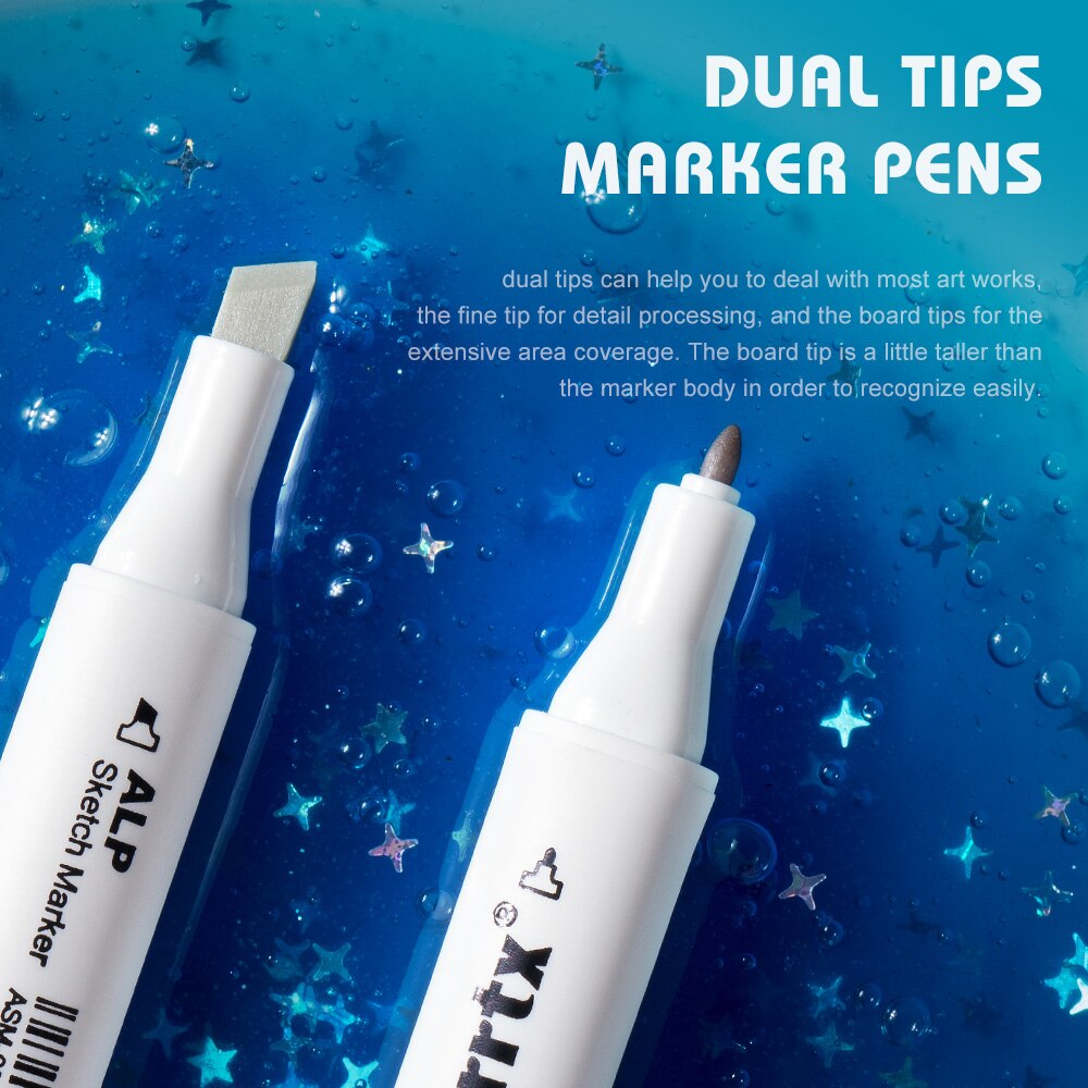 Arrtx ALP-stylo marqueur à alcool à double pointe, 32 couleurs, couleur grise, parfait pour le du bâtiment, industriel, coloration pour projet
