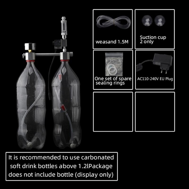 Aquarium DIY CO2 System Generator Kit Bubble Counter Plants Diffuser with Solenoid Valve Fish Tank Regulator Accessory: EU -D