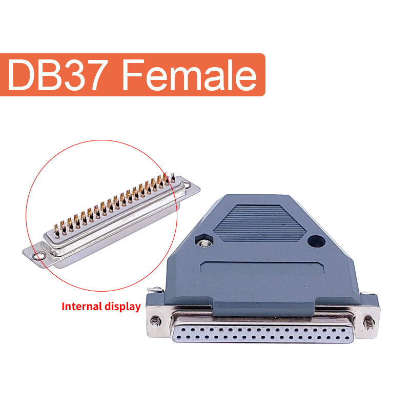 Db37 seriell parallellport datakabel kontakt plugg 2 rad d type kontakt 37 pin havn stikkontakt adapter hunn&amp;hann: Gyllen hunn