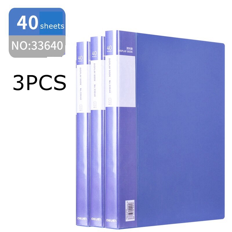 1/2/3/5PCS Deli folder 33610 transparent interleaf A4 clear leaf file folder 10-100 sheets documents loose leaf folder: 33640(2PCS)
