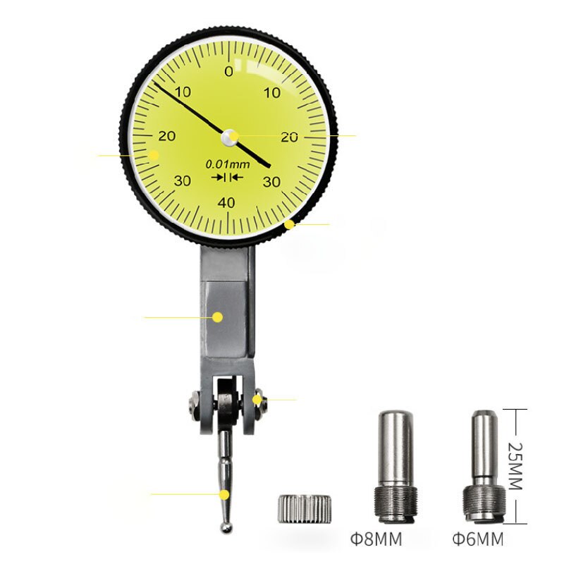 0-0.8mm 0.01mm Level Gauge Scale Precision Metric Dovetail Rails Dial Test Indicator dial Gauge indicator Measuring Instrument