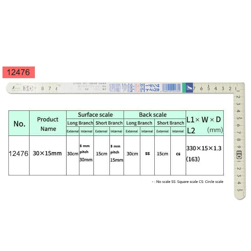Penguin SHINWA Carpenter&#39;s Squares Curve Ruler 30*15cm Reverse Angle Scale 12400 12416 12411 12476: 12476