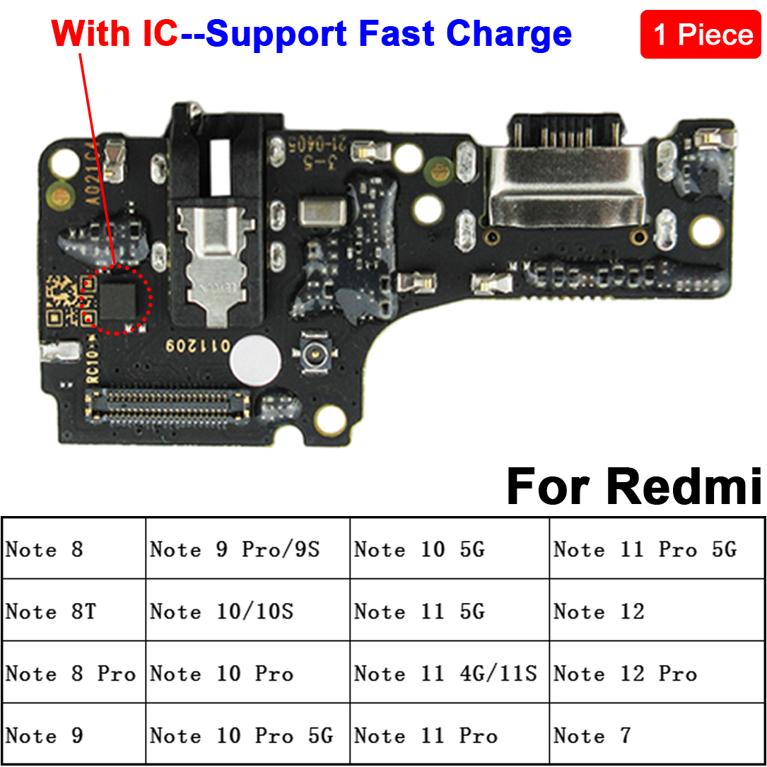 Usb Opladen Dock Poort Connector Flex Kabel Voor Xiaomi Redmi Note 10 Pro 10S 11 11S 12 7 8 8T 9 9S Pro 4G 5G Microfoon