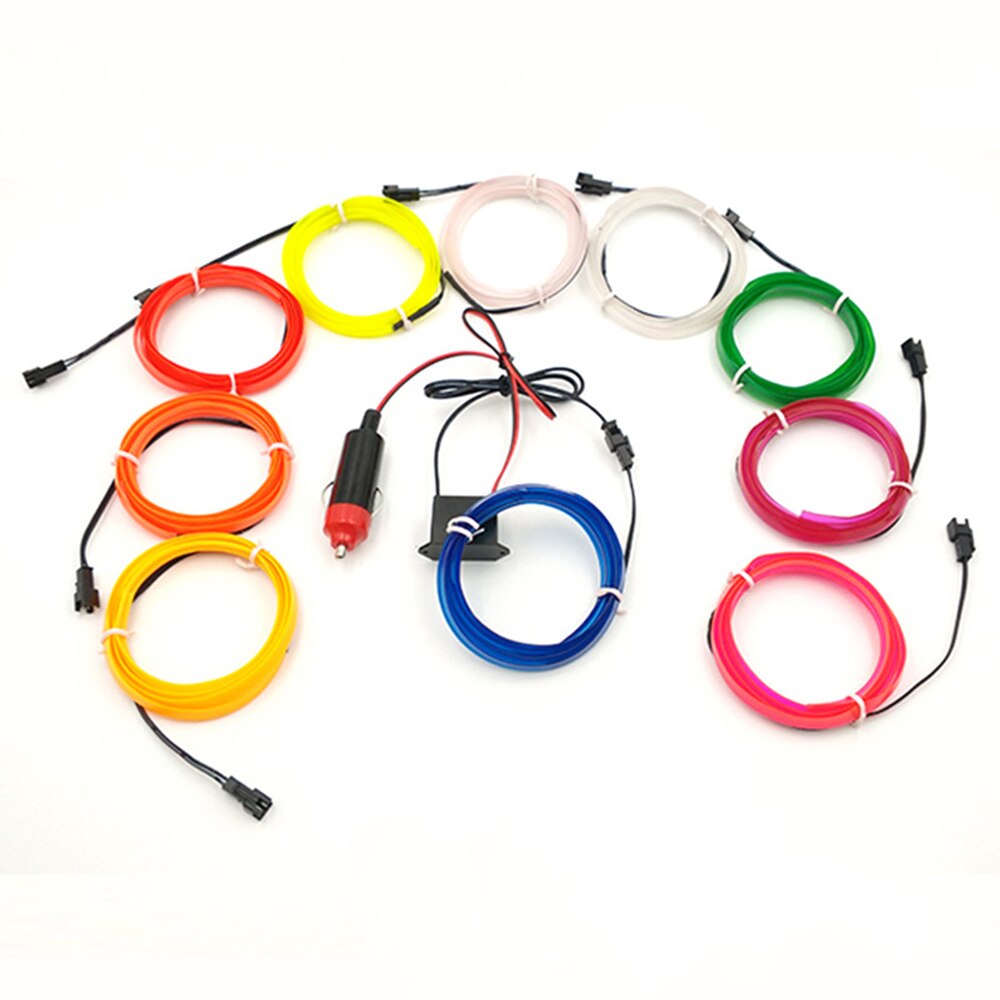 5M Glow EL Wire Cable with 12V Car Driver LED Neon Christmas Dance Party DIY Costumes Clothing Luminous Car Light Decoration