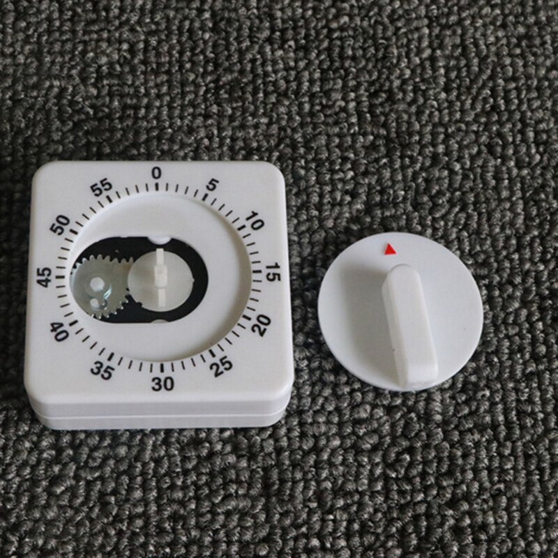 White Portable 60 Minutes Kitchen Timer Count Down Alarm Reminder Square Mechanical Timer Home Tools