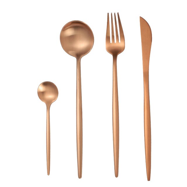 eins Stil nordisch Haushalt Besteck einstellen 304 Edelstahl einstellen Messer Und Gabel Kasten Kaffee Löffel Küche Nachtisch: Rose Gold