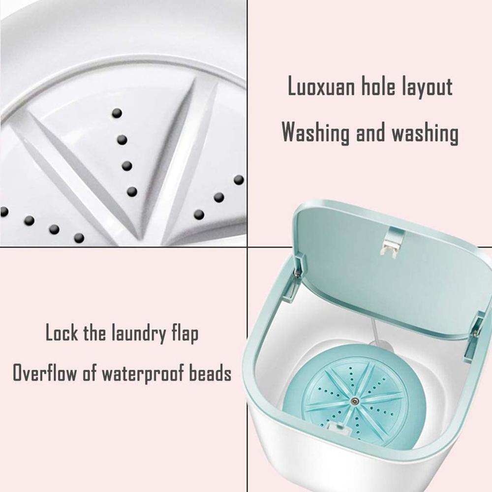 Mini lavadora de ropa interior con turbina ultrasónica, máquina de lavado de mesa con carga Usb, color azul silencioso, para el hogar