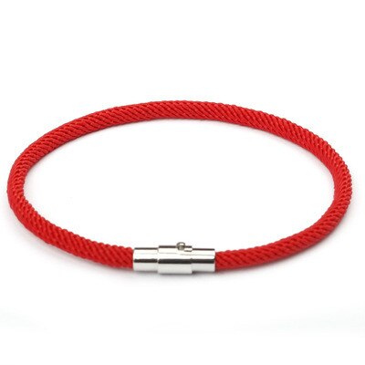 Mannen Lederen Wrap Armbanden Eenvoudige Zwarte Rvs Knop Liefhebbers Accessoires Hand Geweven Sieraden: red