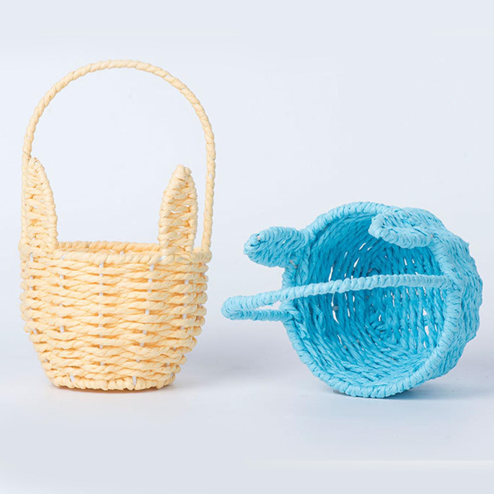 Panier de lapin de pâques mignon tissé, panier de fleurs en corde de papier Portable, décoration de pâques, maison jardin cuisine pique-nique articles divers organisateur