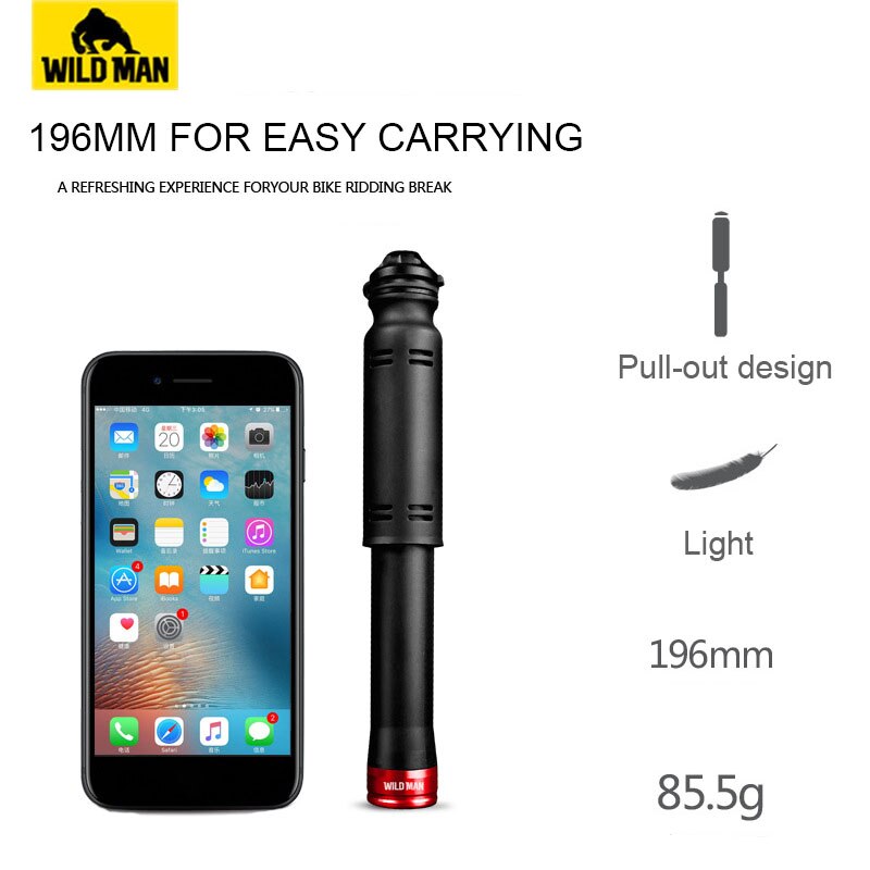Wild man draagbare mini fietspomp mtb hoge druk plastic fiets handpomp fietsaccessoires pompe velo 110 psi