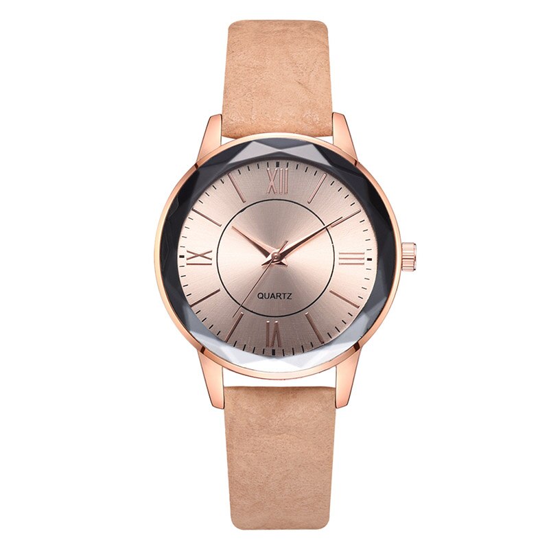 Vintage Quartz Horloge Romeinse Cijfers Wijzerplaat Met Pu Lederen Band NIN668: Beige