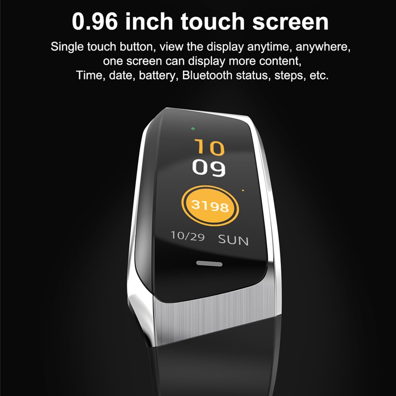 E18 smart band farve berøringsskærm tryk pulsmåler sport armbånd  ip67 vandtæt fitness tracker smart armbånd