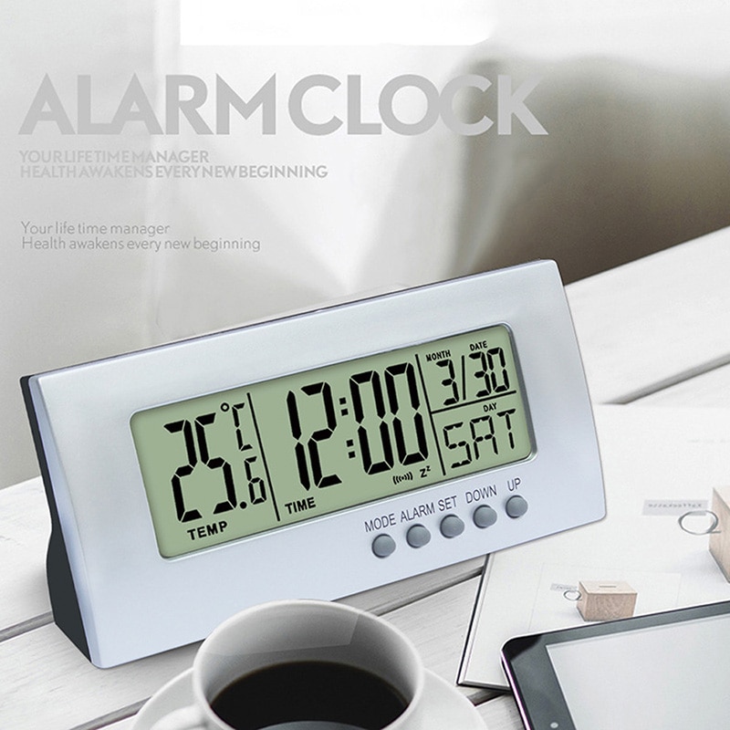 Lcd Digitale Wekker 12/24H Wekker Datum Temperatuur Display Voor Slaapkamer Tafel Decor