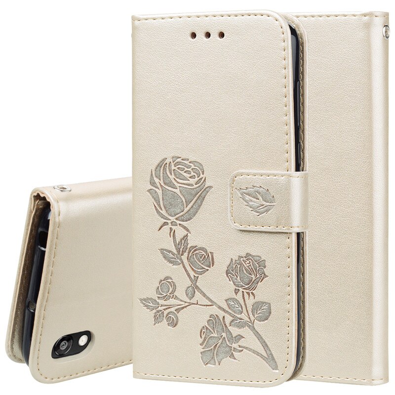Huawei Y5 Case Luxury Leather Wallet Flip Case for Huawei Y5 Y 5 AMN-LX9 AMN-LX2 AMN-LX1 3D Flower Flip Case: Gold