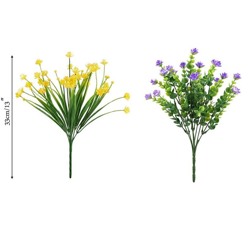 16 stk kunstige blomster utendørs uv-bestandige busker planter for å henge planter hjem bryllup veranda vindusinnredning