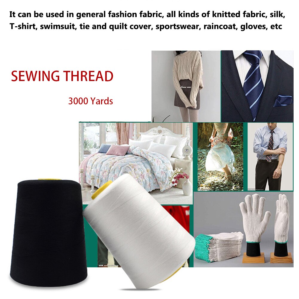 3000 Yards Naaigaren Polyester Borduurwerk Naaigaren Kegels Voor Naaimachine/Hand Patchwork Ambachten Naaien Accessoires