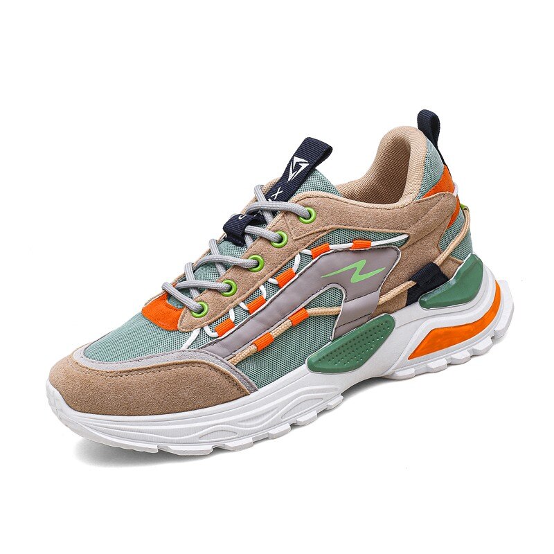 Par udendørs man sneakers letvægts casual sko til mænd åndbare herre sneakers sko trend schoenen mannen sportssko: Khaki / 9.5