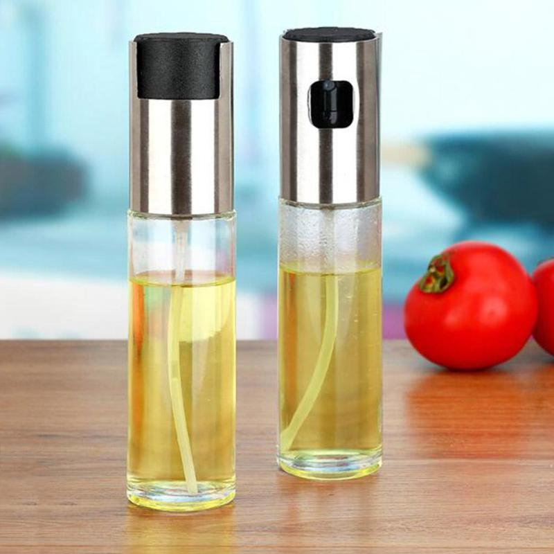 Stainless Steel Olive Oil Spray Empty Bottle Barbecue Vinegar Sprayer Pot Oil Dispenser for Cooking BBQ Kitchen Baking