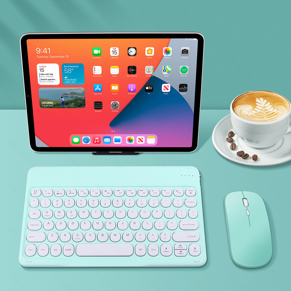 Retro Punk klawiatura okrągła czapka do Apple Ipad bezprzewodowa klawiatura Bluetooth uniwersalna do telefonu komórkowego Tablet przenośna klawiatura