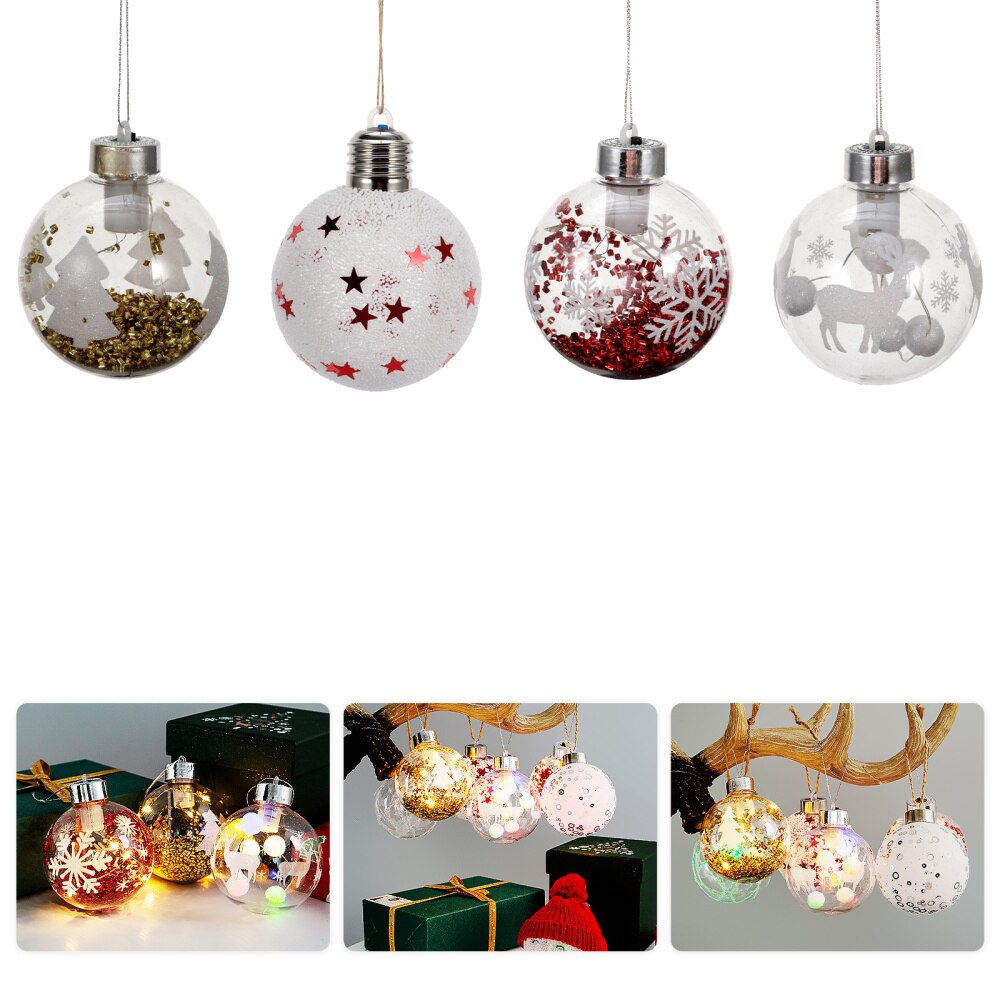5pcs Christmas Ball Hanging PVC LED Light Ball Craft for Home