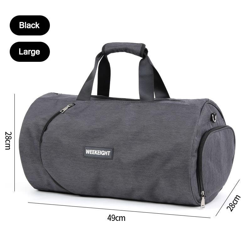 Bolsa de deporte de entrenamiento impermeable de 30L para hombres con bolsillo para zapatos, equipaje de viaje, bolsas de lona, bolso de fitness, bolsa de viaje: Black-L