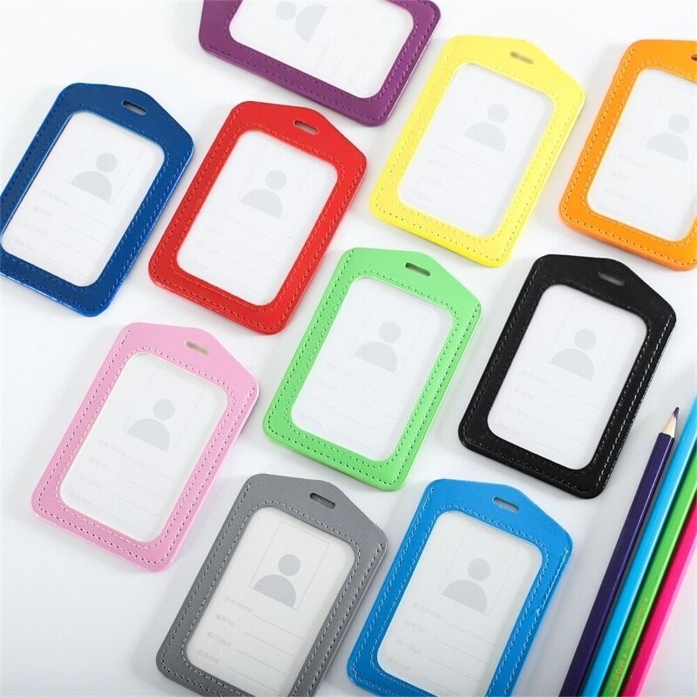 Pu Leather Id Card Holder with Retractable Badge Holder Clip Nurse Worker Students Name Card Holder Lanyard