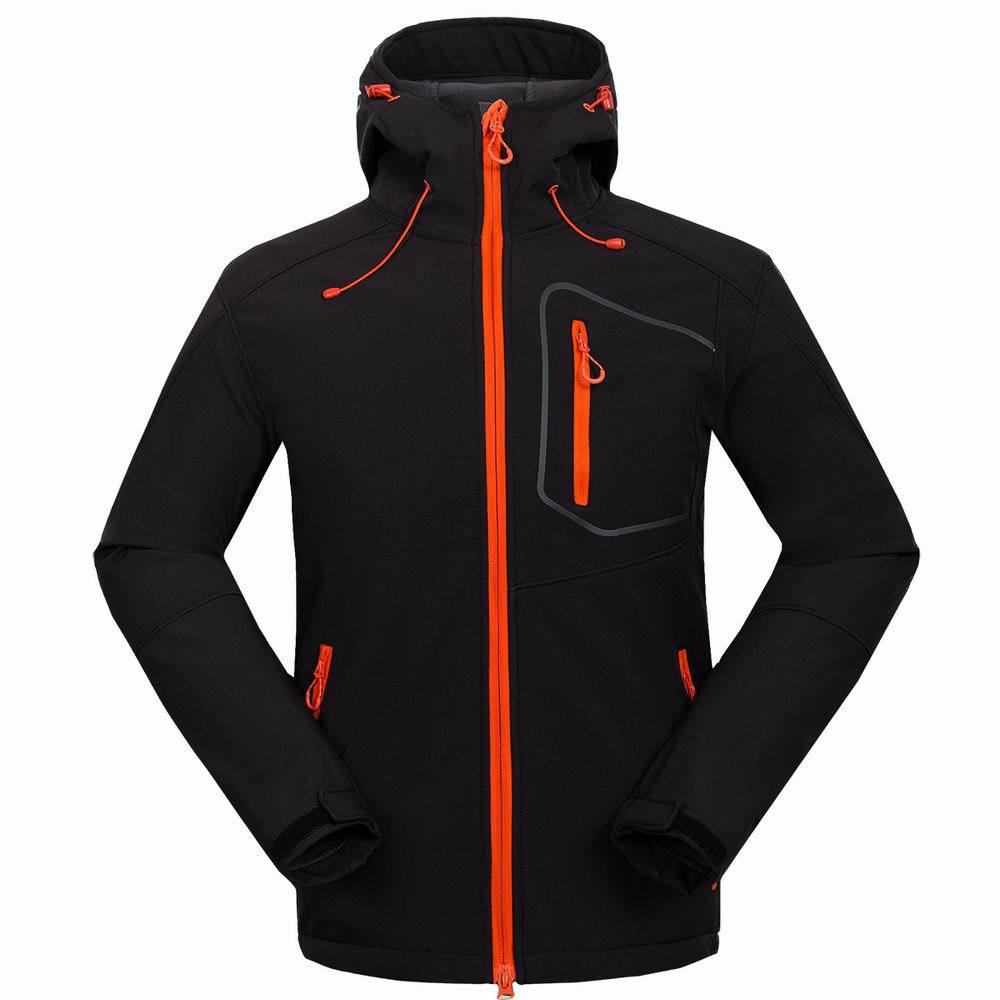 Vedenpitävä hupullinen softshell takki miesten mammutti vaellusvaatteet lämpötekniikka fleece hiihtokalastus kiipeilyvaatteet: Musta / Xl