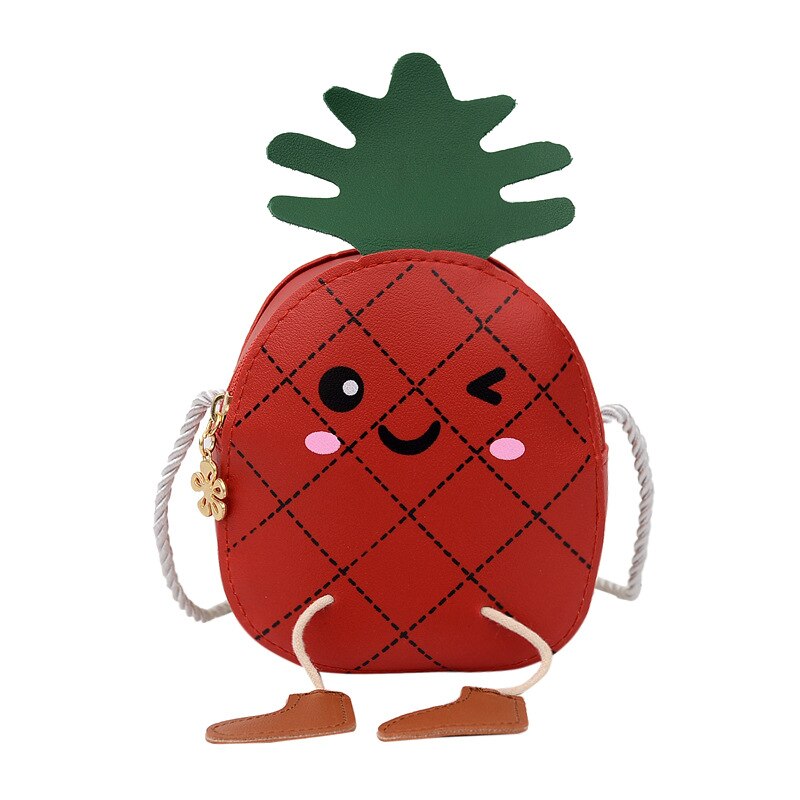 Cute Children's Shoulder Bag Pineapple Shape Crossbody Bag Little Girl Purse Toddler Crossbody Bag Girls Flap Bags: Red