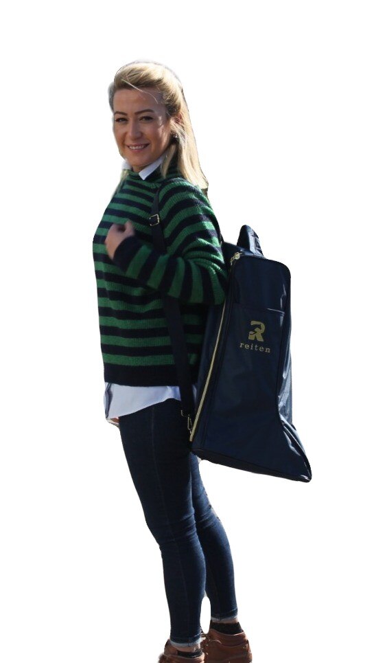 Draagbare Schoenen Paardensport Laarzen Carry Luxe Cabin Bag Uitwisbare Stof Rits Laarzen Tas Marineblauw