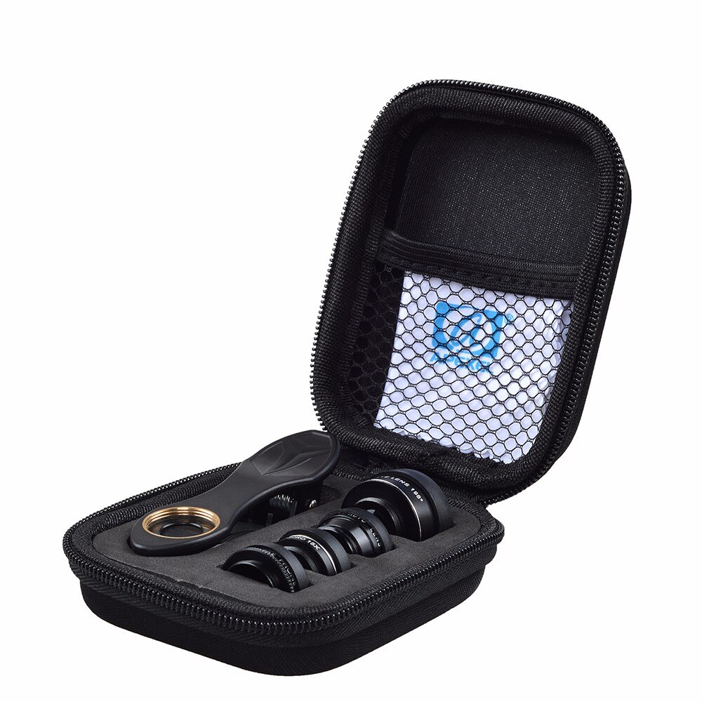 APEXEL 5 in 1 HD Camera Lens Kit Fisheye Lens+0.63x Wide Angle+15x Macro Lens+2X Telephoto Lens+CPL Lens For iPhone Samsung HTC: Default Title