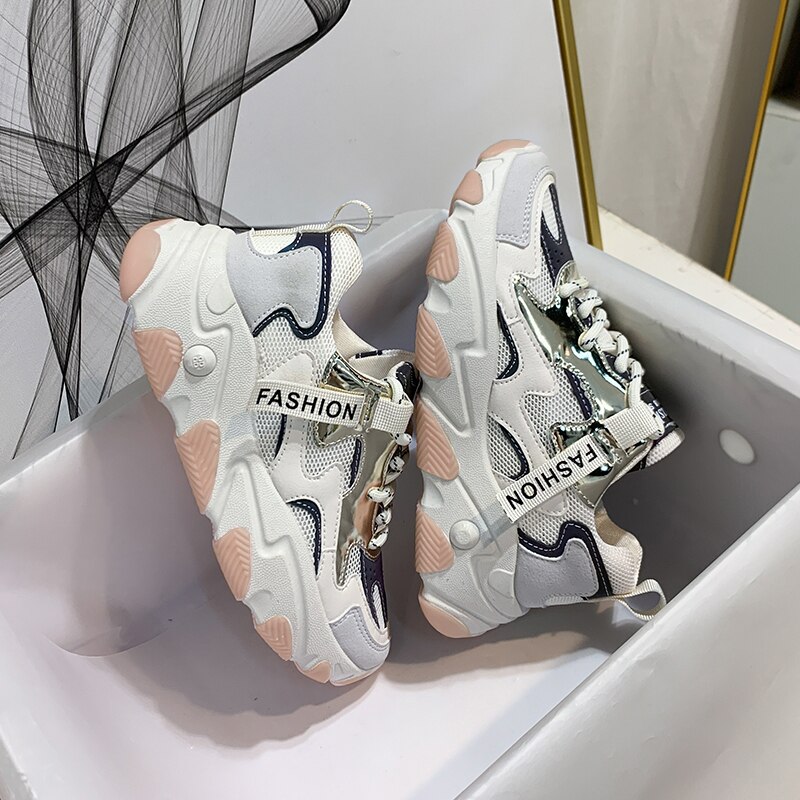 Kvinder sneakers designere chunky vulkaniserede sko pink afslappet gammel far sko kvinde tennis kvindeligt mærke platform sneaker