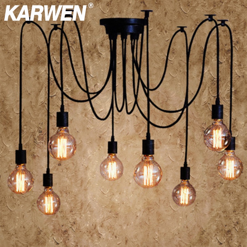 KARWEN-lampe suspendue industrielle en forme d'araignée, Edison, E27, nordique, longueur 120/150/200cm