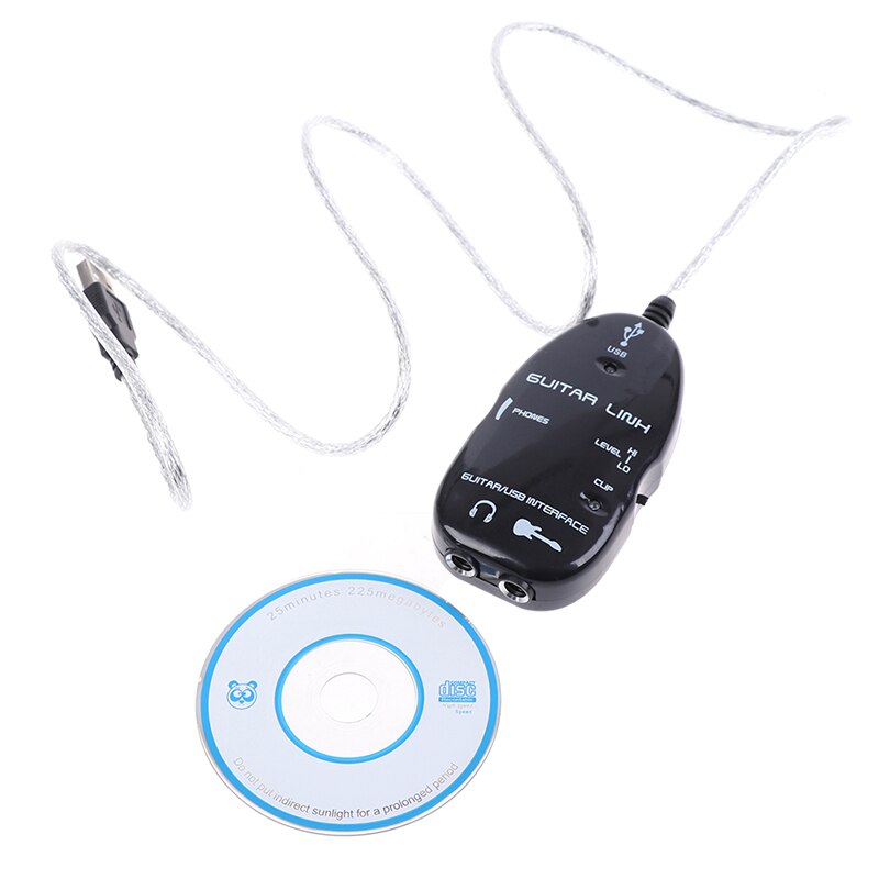 Convenient electric guitar cable audio USB link cable interface adapter for PC music recording accessories, for guitar player: BK