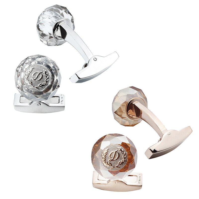 HAWSON Classic Round Stone Cuff Links Navy Groom Cuff Buttons Luxury Cufflinks for Men