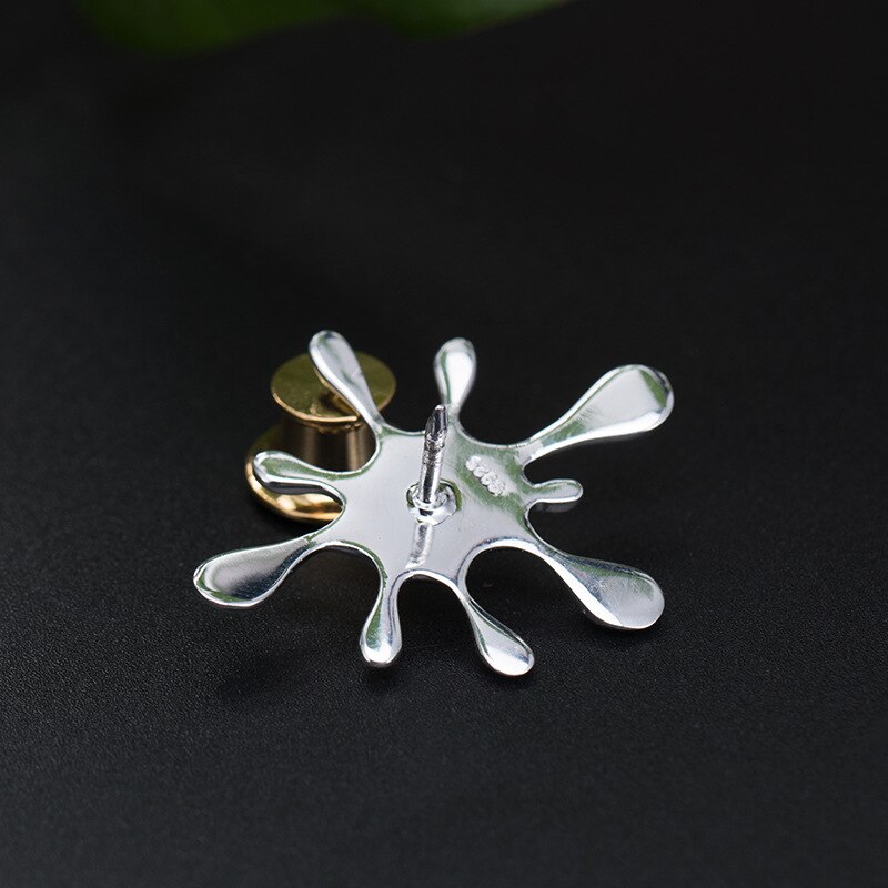 Leouerry Water Splash Brooch S925 Silver Temperament Vintage Brooches for Women Dress Badge Silver 925 Jewelry